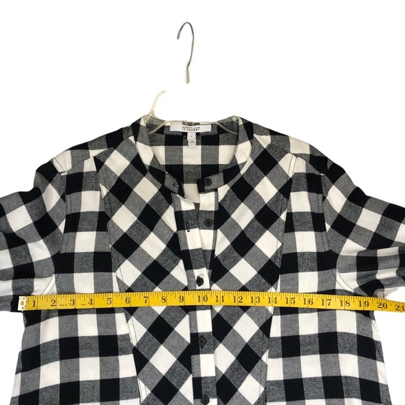 Derek Lam 10 Crosby Shirt Dress, Buffalo Plaid Flannel Cotton, Sz 8, Black White - Picture 11 of 15